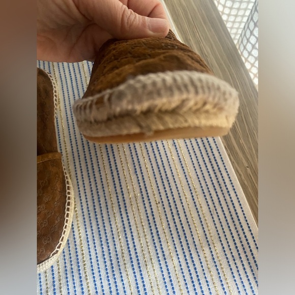 Gucci Suede Guccissima GG Espadrille Flats 37  Nut Brown Authentic - Picture 8 of 12